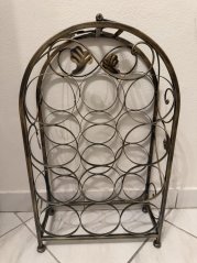 Kovový stojan na víno S listy - 14 láhví