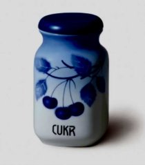 Porcelánové dózy Modré třešně - Blue Cherry s textem Cukr