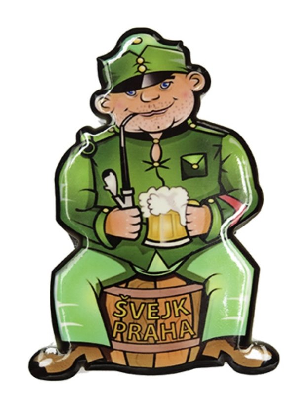 Keramický magnet na lednici  Švejk zelený
