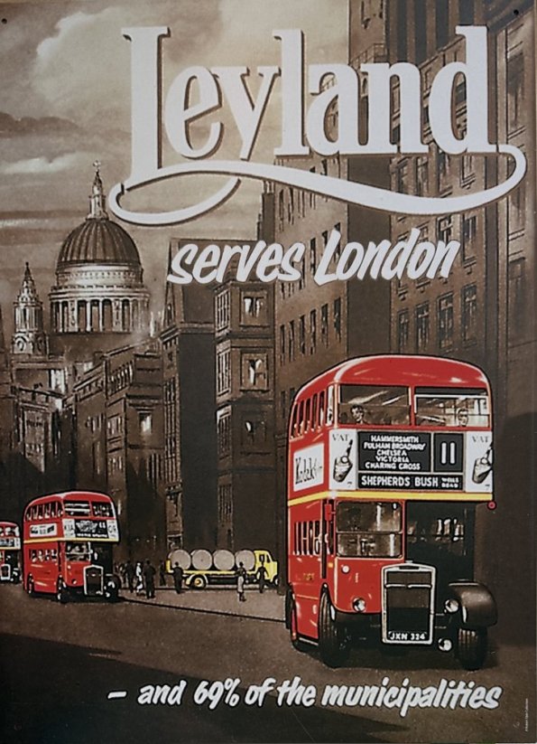 Plechová cedule Leyland - London