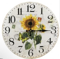 Dřevěné hodiny na zeď Slunečnice se známkou