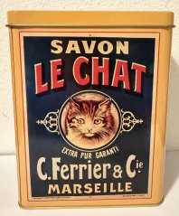 Plechová dóza - plechovka Savon Le chat - kočka