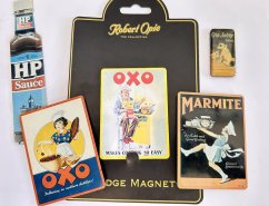 Magnety na lednici sada  Oxo, Marmite HP Sauce, Old Judge