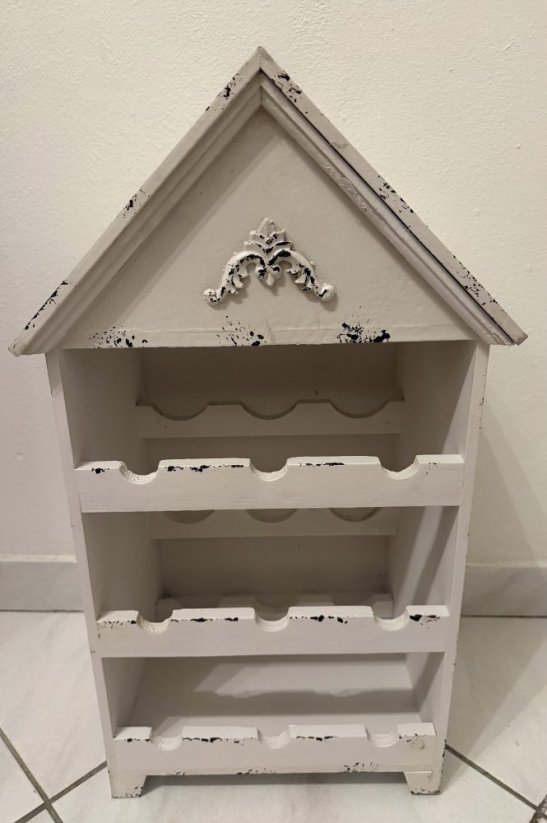 Dřevěný stojan na 9 láhví Domek