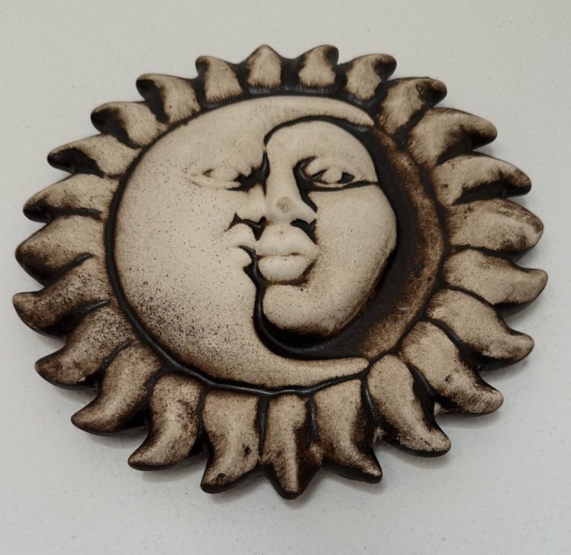Keramická dekorace na zeď Slunce měsíc natural S