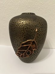 Keramická váza List zlatá M