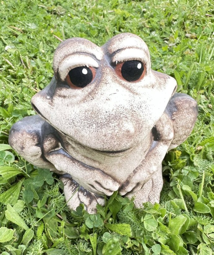 Keramická žába Pohoda sedící natural
